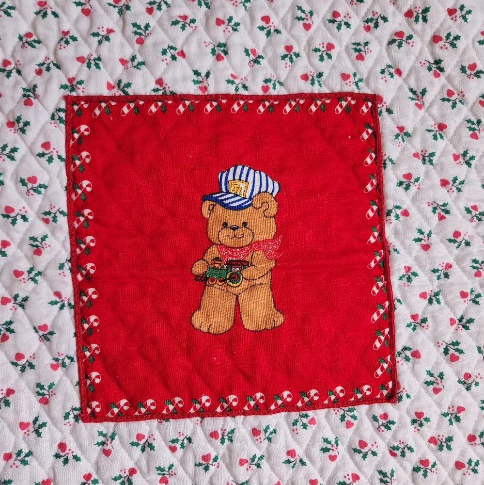 Vintage Teddy Bear Quilted Christmas Placemats